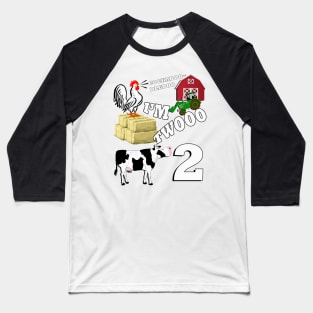 Birthday 2 Year Old Farm Theme Birthday Party Graphic Design Baseball T-Shirt